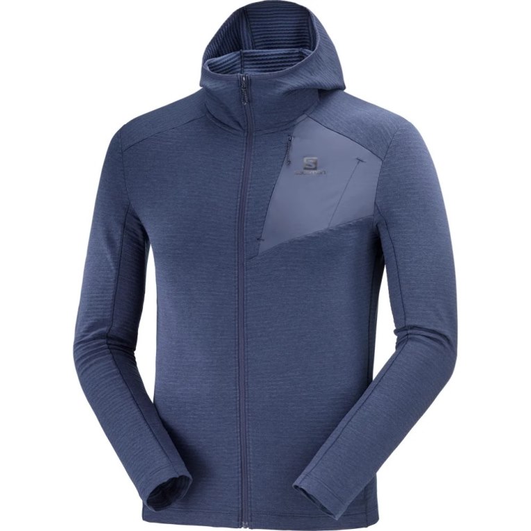 Salomon Essential Lightwarm Hooded Men's Jackets Navy | CA 2O58